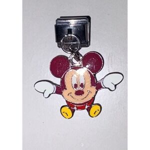 Mickey Mouse Italian Charm Bracelet Link Jewelry Accessory Red Yellow Vintage‎